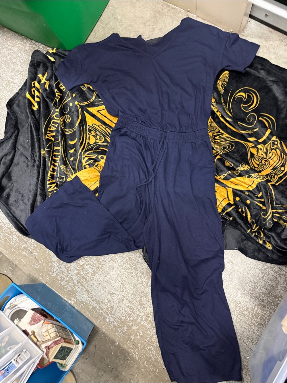 Navy Blue Short Sleeve Jumpsuit